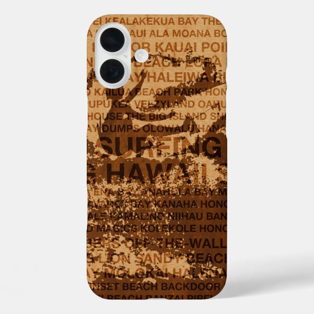 Funda iPhone 16 Plus Surfing Hawaii Cutback Faux Wood Surfer -Koa (Reverso )
