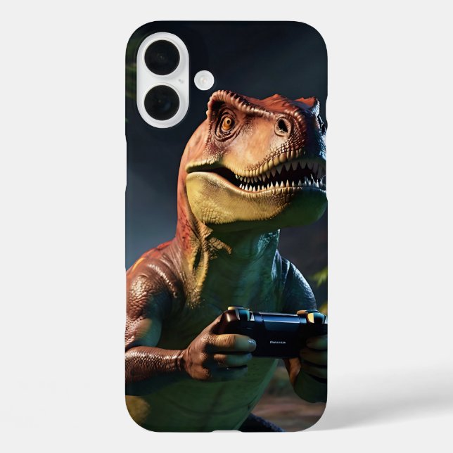Funda iPhone 16 Plus T-Rex Gamer Dino Art (Reverso )