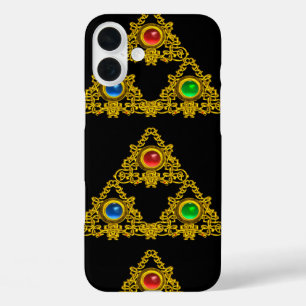 FUNDA iPhone 16 PLUS TALISMAN DE ÉLFICA MÁGICA, TRIÁNGULO DE ORO NEGRO,