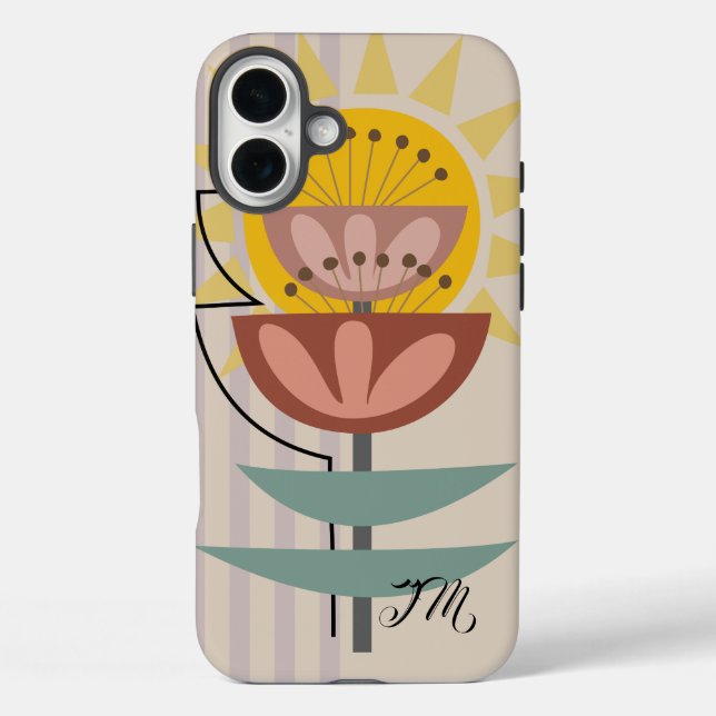 Funda iPhone 16 Plus Texto moderno de flor y personalizado (Reverso )