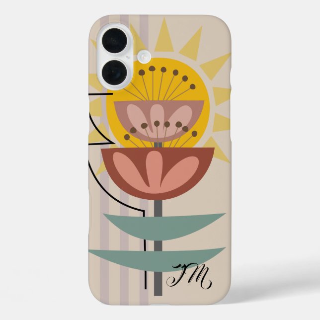 Funda iPhone 16 Plus Texto moderno de flor y personalizado (Reverso )