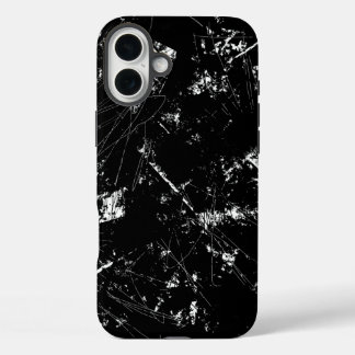 Funda iPhone 16 Plus Textura de rasguño abstracta moderna en blanco y n