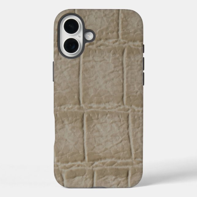 Funda iPhone 16 Plus Textura moderna de cuero crocante de taupe (Reverso )