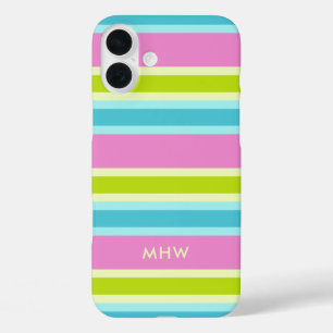 Funda iPhone 16 Plus Tiras Pastel personalizado monograma estuches de t