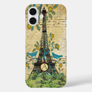 Funda iPhone 16 Plus Torre de Aves de Monograma Vintage