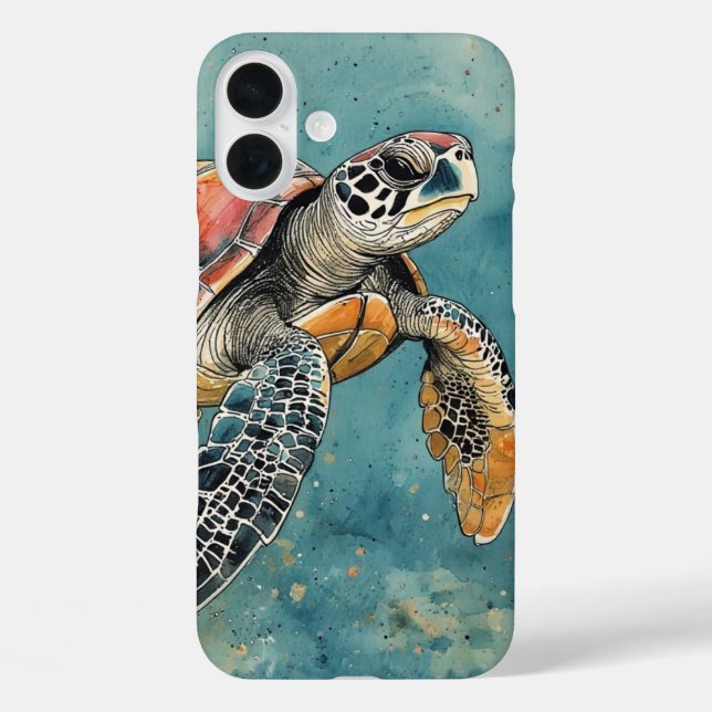 Funda iPhone 16 Plus Tortuga marina (Reverso )