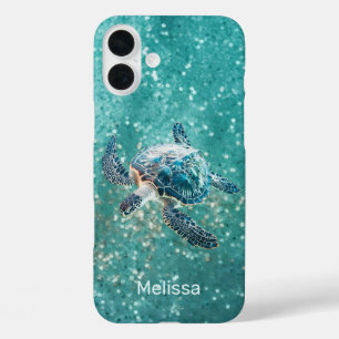 Funda iPhone 16 Plus Tortuga Marina Turquesa Brillante Costera