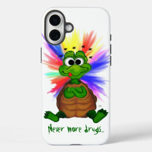 Funda iPhone 16 Plus ¡Tortuga pequeña, nunca más drogas!