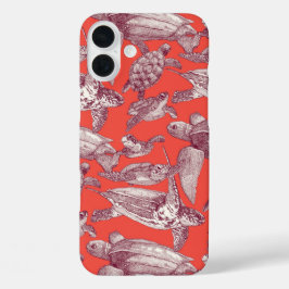 Funda iPhone 16 Plus tortugas marinas claret red