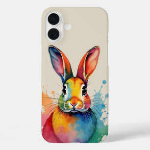 Funda iPhone 16 Plus Trabajo de arte de acuarela de conejo