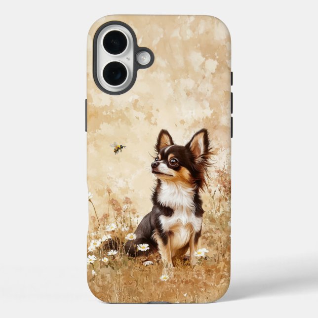 Funda iPhone 16 Plus Tri negro Chihuahua - Mala maleta telefónica (Reverso )