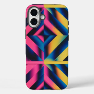 Funda iPhone 16 Plus Triángulos de neón retro - Geométricos audaces 80s
