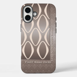 Funda iPhone 16 Plus Tribal Retro en Taupe y Almond (Personalizado)