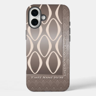 Funda iPhone 16 Plus Tribal Retro en Taupe y Almond (Personalizado)