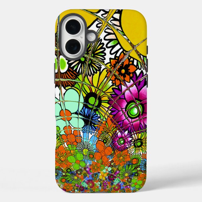Funda iPhone 16 Plus Último arte de diseño de patrones florales asombro (Reverso )
