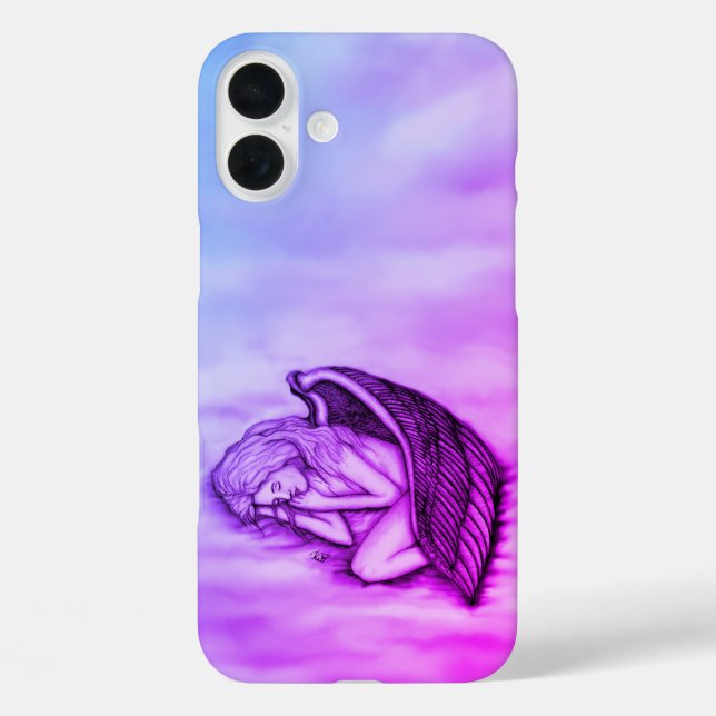 Funda iPhone 16 Plus Un ángel durmiente en las nubes del cielo (Reverso )