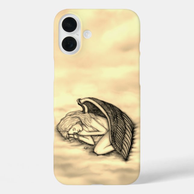 Funda iPhone 16 Plus Un ángel durmiente en las nubes del cielo (Reverso )