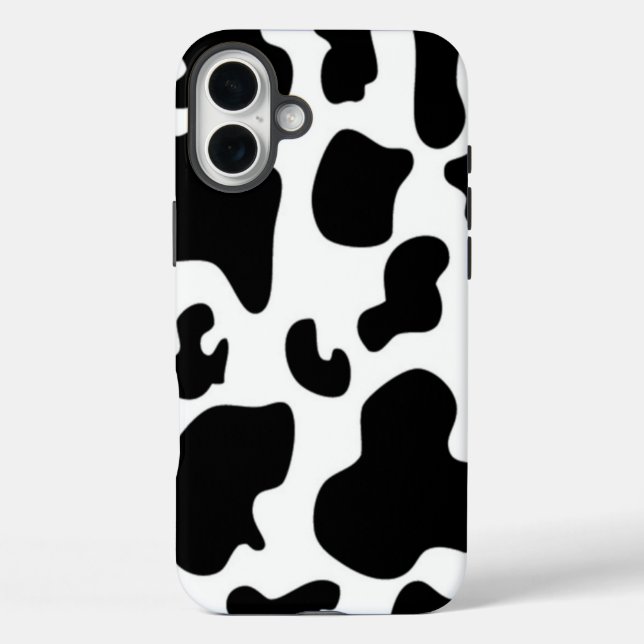 Funda iPhone 16 Plus Vaca negra y blanca (Reverso )