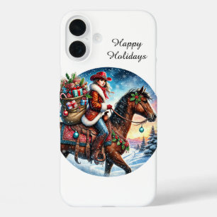Funda iPhone 16 Plus Vacaciones de vaquera occidental personalizables
