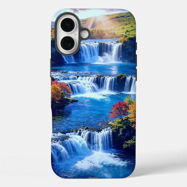 Funda iPhone 16 Plus Valle de Cascada Iluminado por el Sol 001 (Reverso )