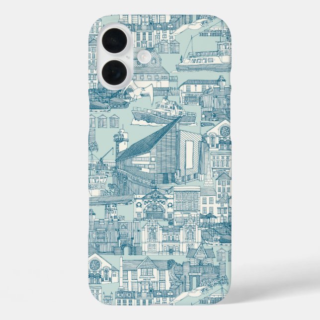 Funda iPhone 16 Plus Vaso de mar de pavo real (Reverso )