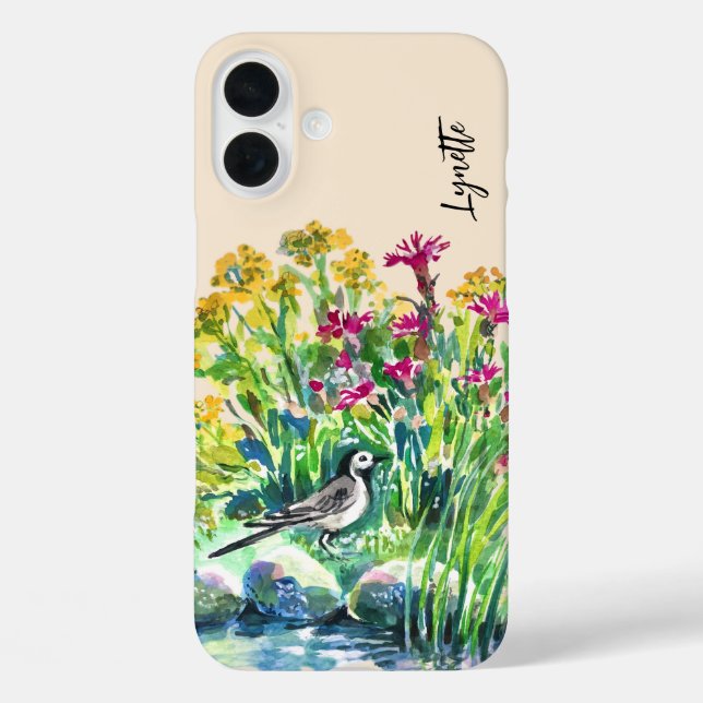 Funda iPhone 16 Plus Verano, cola de cola, flores silvestres (Reverso )