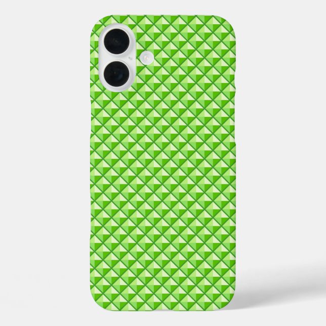 Funda iPhone 16 Plus Verde animado, aspecto de esmalte, cuadrícula de c (Reverso )