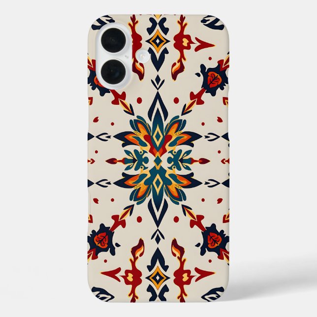 Funda iPhone 16 Plus Vibrant Folk Art Medallion Phone Case (Reverso )