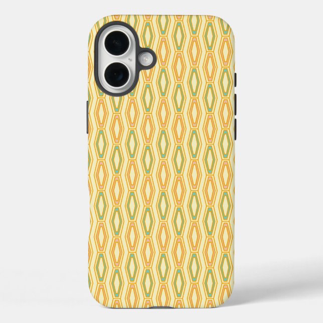 Funda iPhone 16 Plus Vibrant geometric pattern with hexagonal shapes  (Reverso )