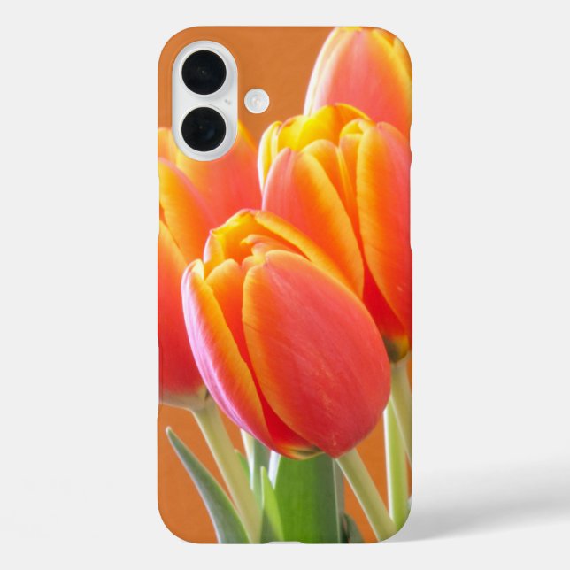 Funda iPhone 16 Plus Vibrante Naranja Tulip Photograph (Reverso )
