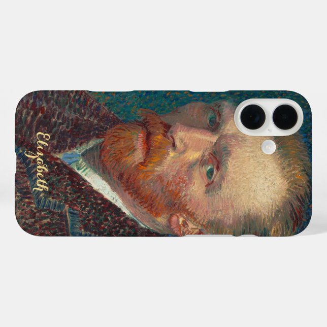 Funda iPhone 16 Plus Vicente Van Gogh Retrato Arte de época monogramado (Reverso  (Horizontal))