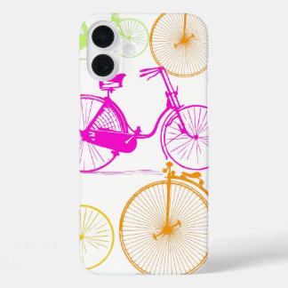 Funda iPhone 16 Plus Vintage Moderno Bicicleta Color brillante Patrón d