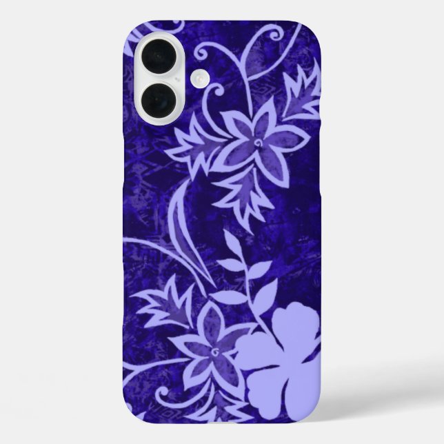 Funda iPhone 16 Plus Waimanalo Hawaiian Hibiscus Batik Purple (Reverso )