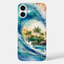 Funda iPhone 16 Plus Wave acuarela de Kai Aloha Motu
