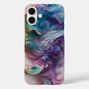 Funda iPhone 16 Plus Wavy Rainbow Pastels Arte de IA
