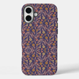 Funda iPhone 16 Plus Whimsical Floral Design with Vines on Purple Back