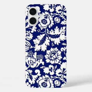 Funda iPhone 16 Plus William Morris Floral Damask, Cobalto Azul y Blanc