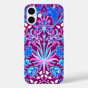 Funda iPhone 16 Plus William Morris Hyacinth Print, Aqua y Purple
