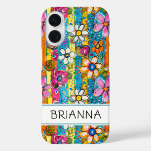 Funda iPhone 16 Poder de Flor Hippie Personalizado