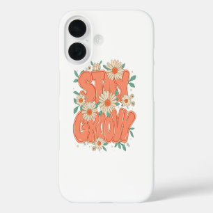Funda iPhone 16 Poder Floral Retro y Gráfico de Margarita