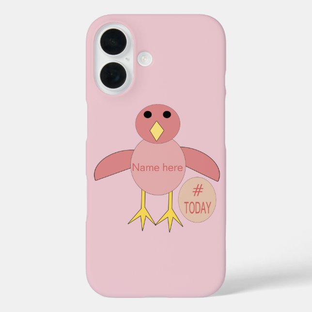 Funda iPhone 16 Pollito Rosa Cumpleañero Personalizado (Reverso )