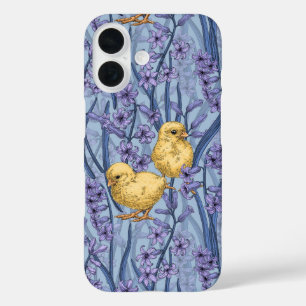 Funda iPhone 16 Pollos e jacintos sobre el azul celeste