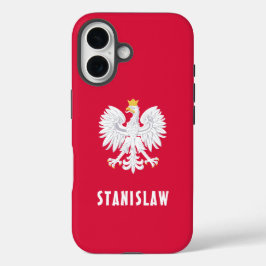 Funda iPhone 16 Polonia Nombre personalizado Polska Red Eagle Blan