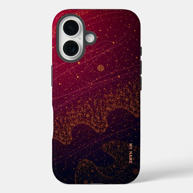 Funda iPhone 16 Polvo dorado cósmico en gradiente vibrante (Reverso )