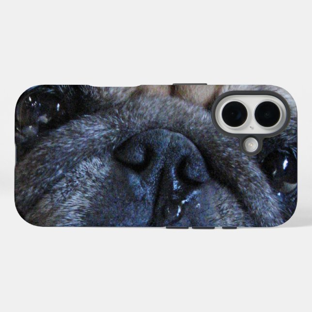 Funda iPhone 16 Ponte bien pronto perro de pug enfermo (Reverso (Horizontal))