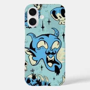 Funda iPhone 16 Pop críptico - Halloween con cráneo retro y demoni