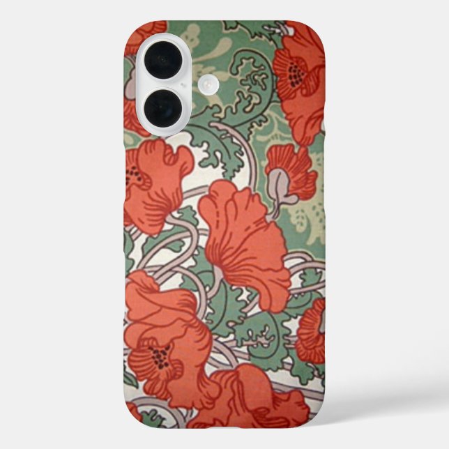 Funda iPhone 16 Poppies Art Nouveau (Reverso )