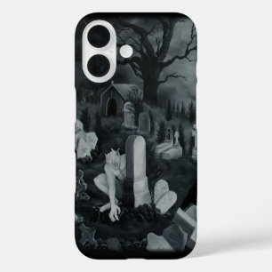 Funda iPhone 16 Por la noche en el cementerio - Diablo