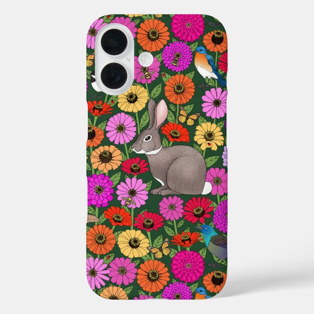 Funda iPhone 16 por mi ventana... pájaros, abejas, conejitos, mari (Reverso )