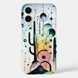 Funda iPhone 16 Portada de mundo de cactus surrealista abstracto